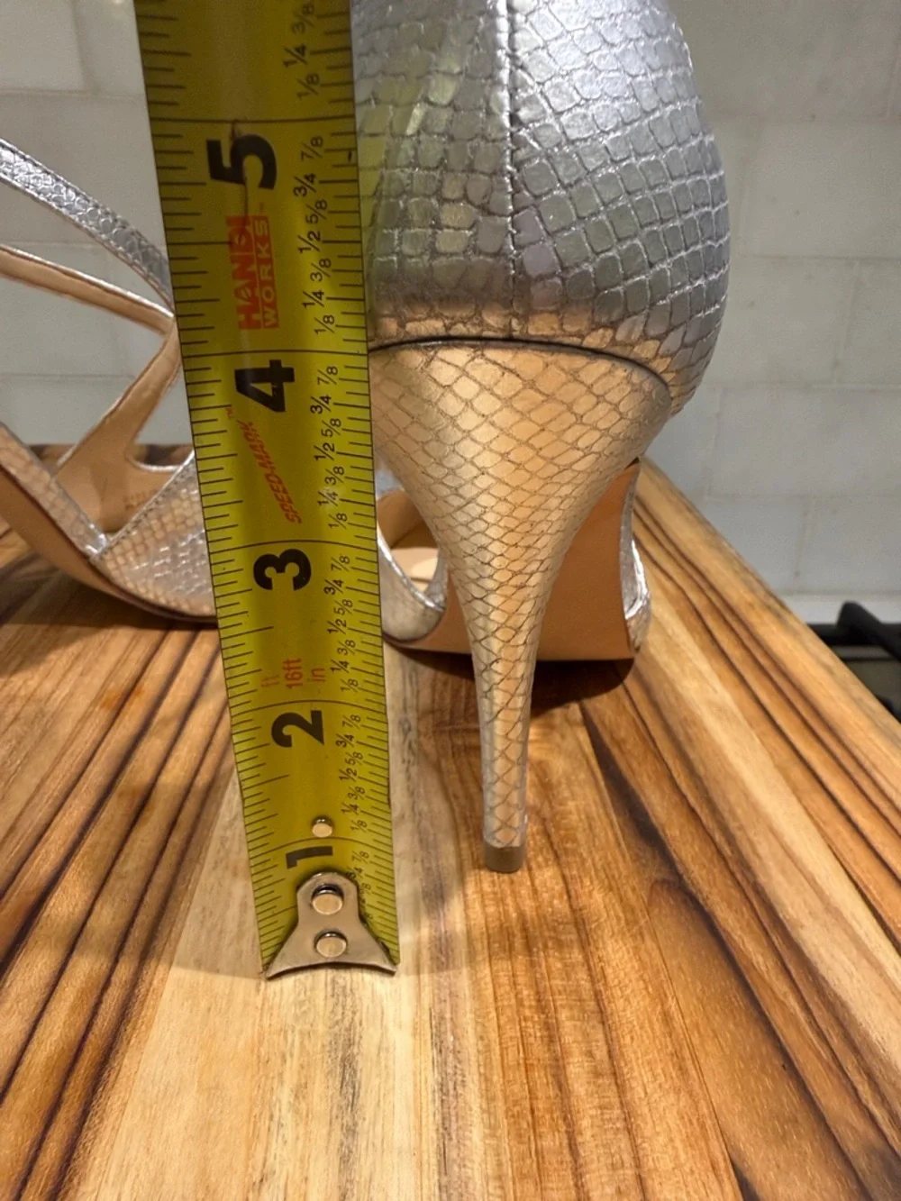 Talbots Silver Textured Cross-Strap High Heels